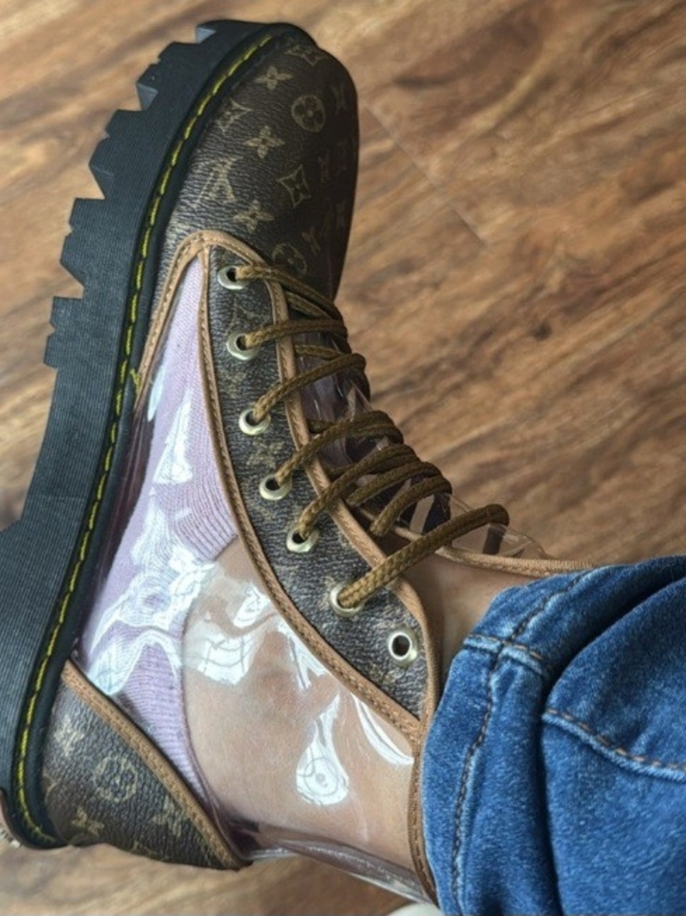 Louis Vuitton Brown Monogram Lace-Up Ankle Boots - Picture 2 of 4